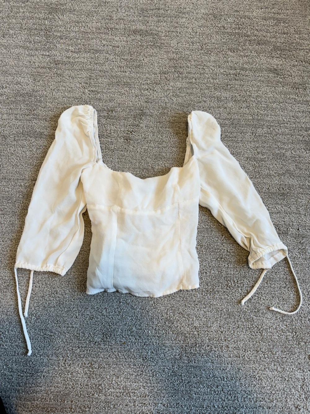 Reformation White Puff Sleeve Square Neck Blouse